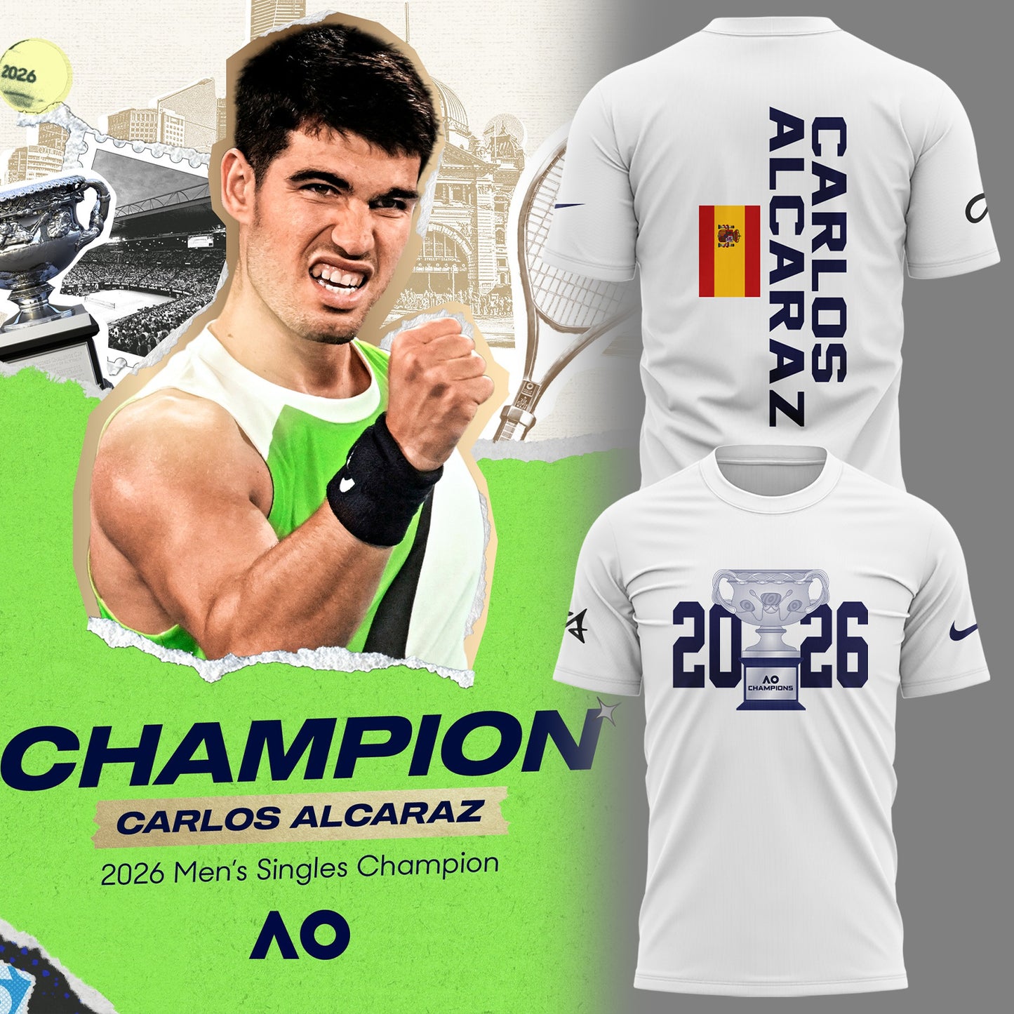 Limited Edition 2026 Australina Open Champions T-Shirt-KC02022648