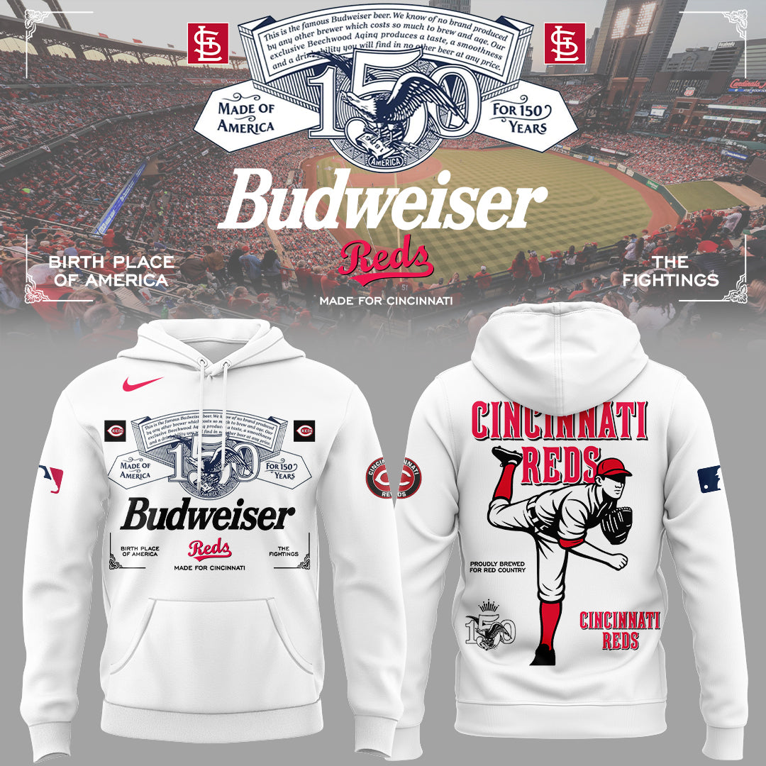 Red ⚾ Budweiser 150 years Hoodie-KC03252630