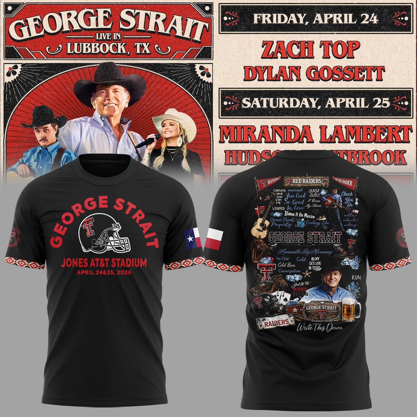 G.Strait 2026 “One Last Ride” tour at Lubbock’s Jones AT&T Stadium 🤠🎸⚔️ Shirt