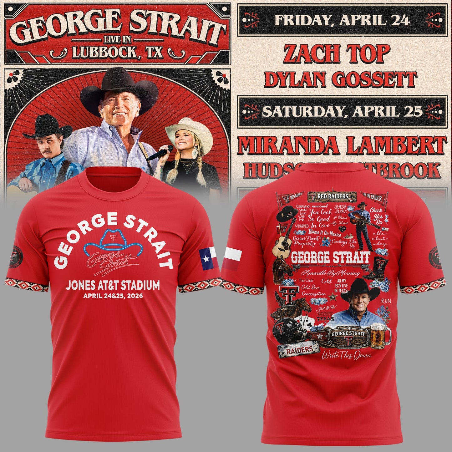 G.Strait 2026 “One Last Ride” tour at Lubbock’s Jones AT&T Stadium 🤠🎸⚔️ Shirt