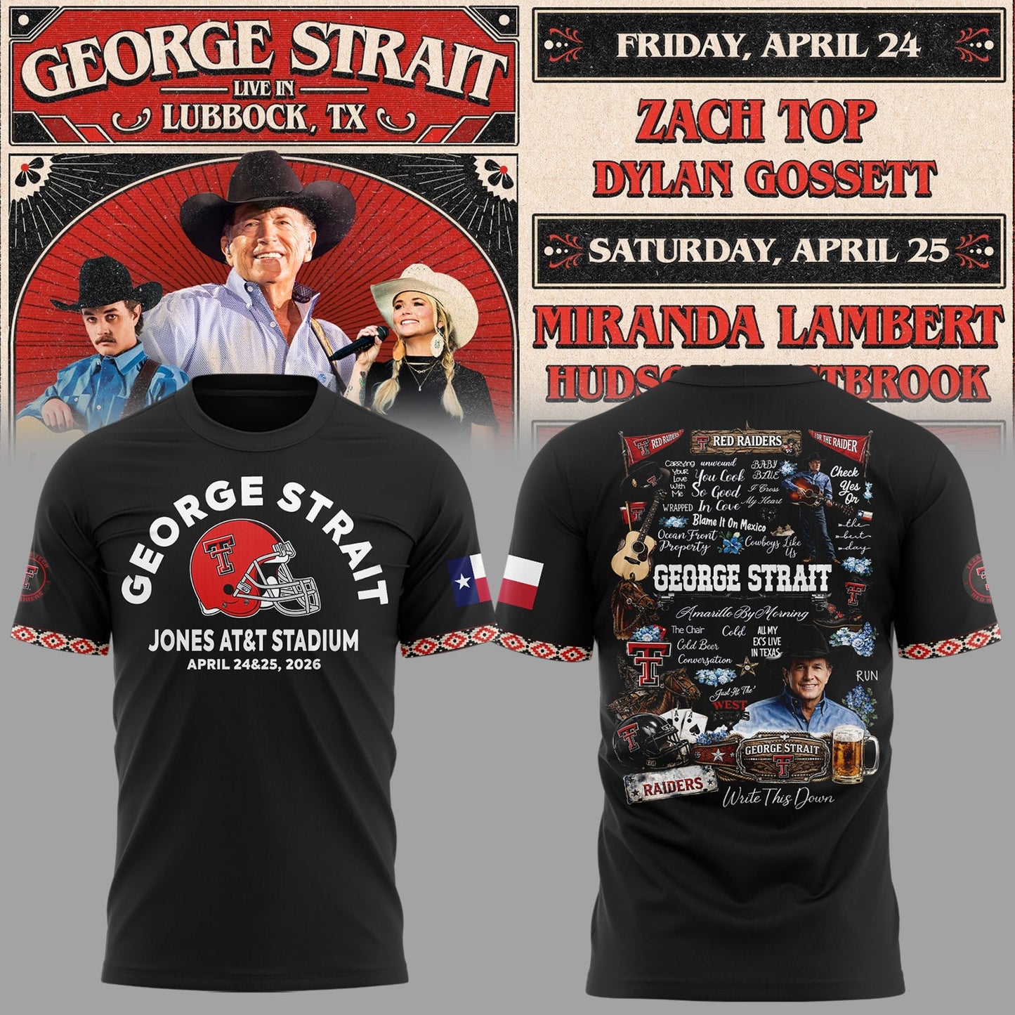 G.Strait 2026 “One Last Ride” tour at Lubbock’s Jones AT&T Stadium 🤠🎸⚔️ Shirt
