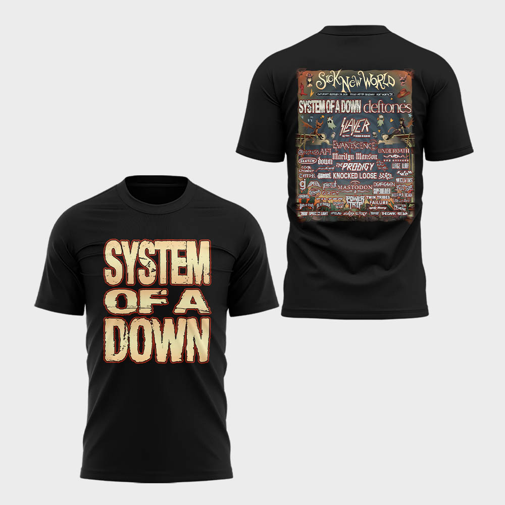 Limited Edition SOAD Tour 2026 SICK NEW WORLD Tshirt