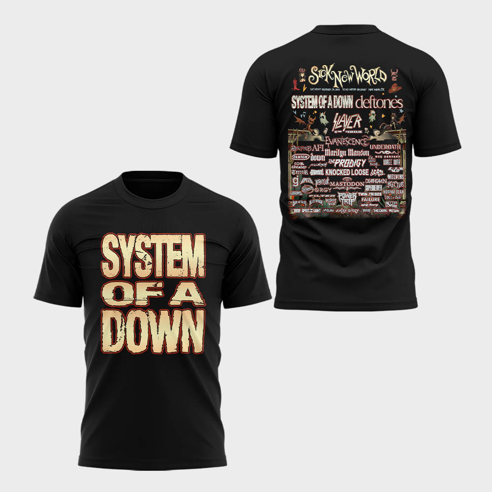 Limited Edition SOAD Tour 2026 SICK NEW WORLD Tshirt
