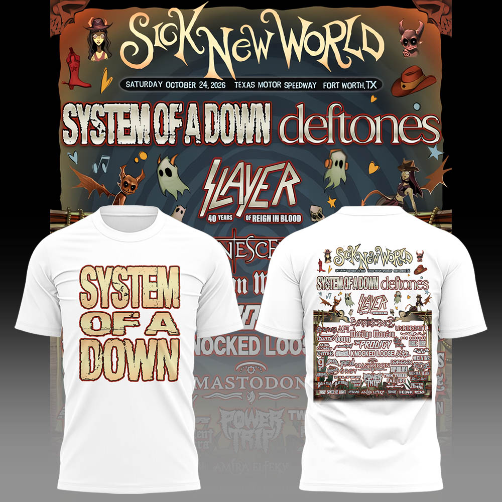 Limited Edition SOAD Tour 2026 SICK NEW WORLD Tshirt