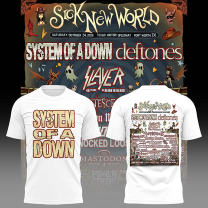 Limited Edition SOAD Tour 2026 SICK NEW WORLD Tshirt