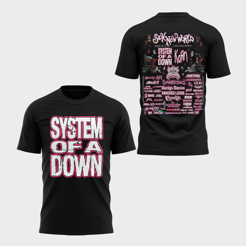 Limited Edition SOAD Tour 2026 SICK NEW WORLD Tshirt