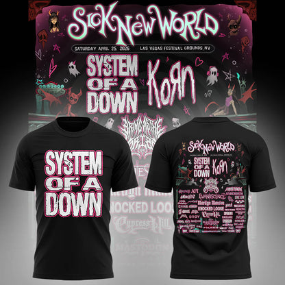 Limited Edition SOAD Tour 2026 SICK NEW WORLD Tshirt