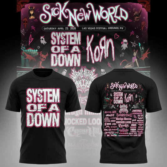 Limited Edition SOAD Tour 2026 SICK NEW WORLD Tshirt
