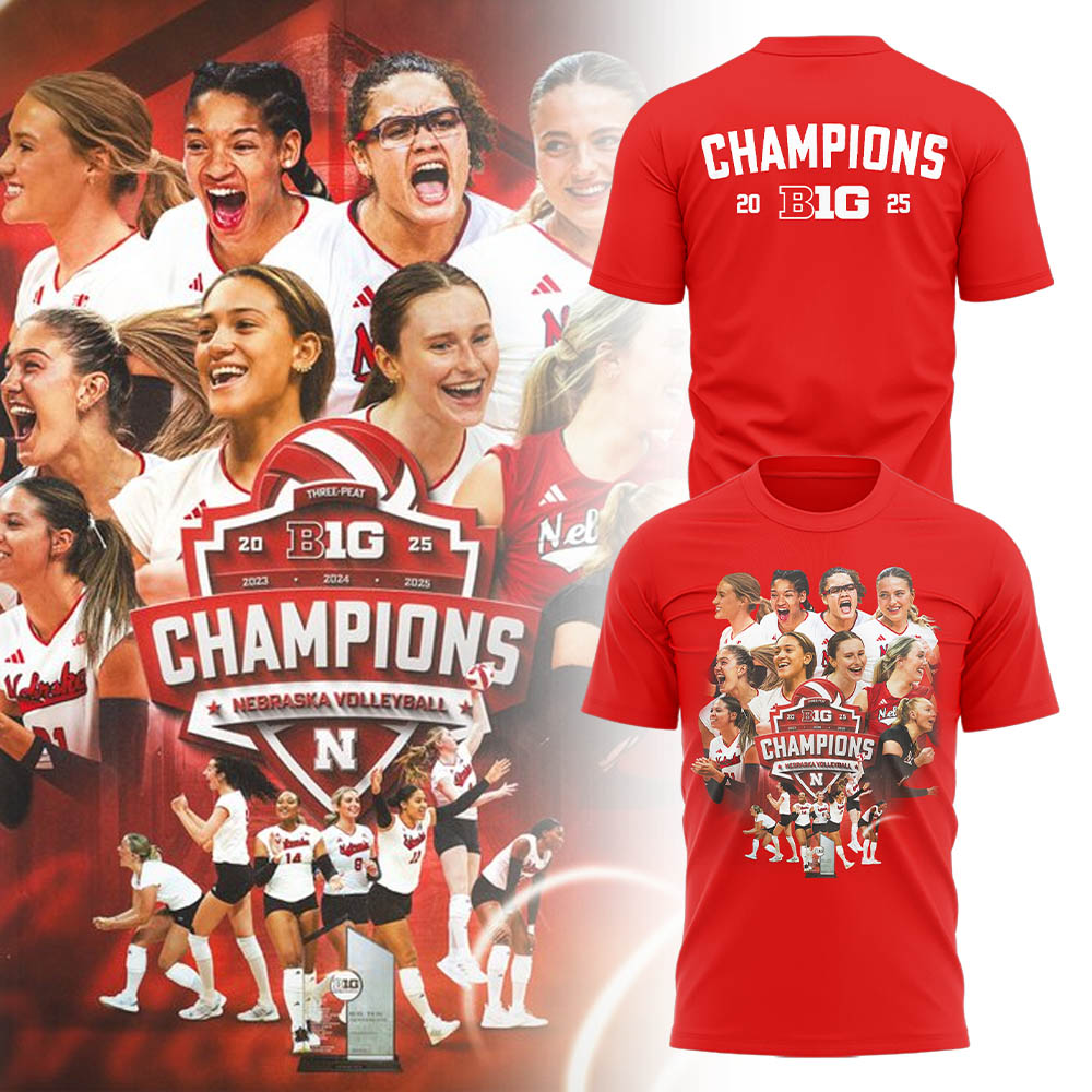 Limited Edition HuskerVB 2025 Champions Tshirt-LL2511241003