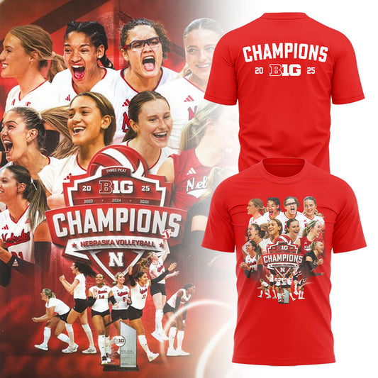 Limited Edition HuskerVB 2025 Champions Tshirt-LL2511241003