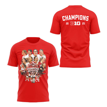 Limited Edition HuskerVB 2025 Champions Tshirt-LL2511241003