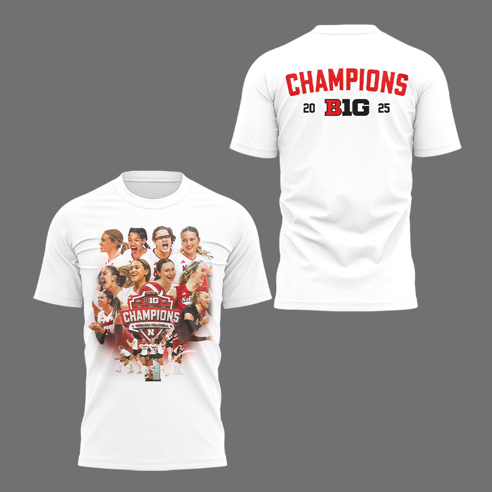 Limited Edition HuskerVB 2025 Champions Tshirt-LL2511241004