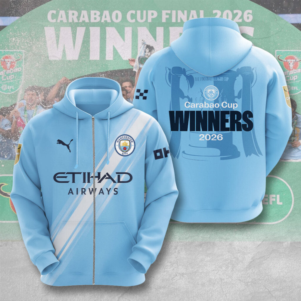 Manchester City Carabao Cup Winner’s 2026 3D ZipHoodie