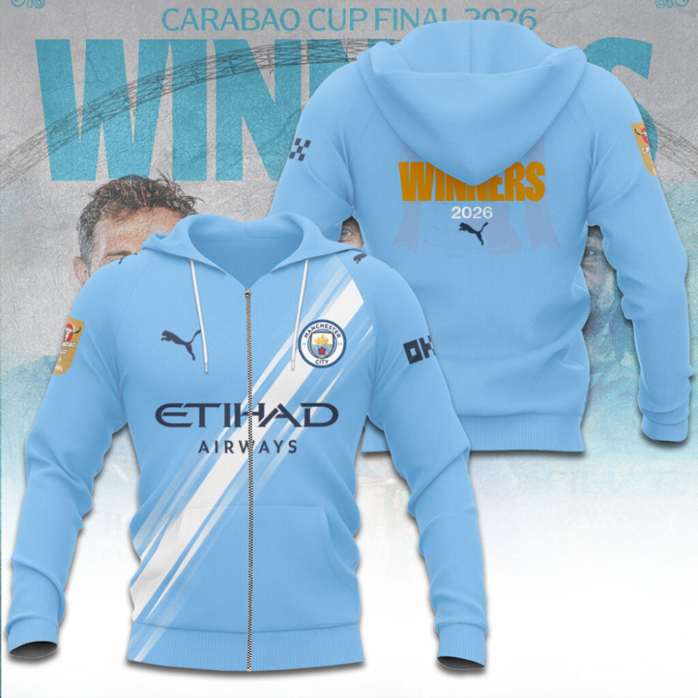 Manchester City Carabao Cup Winner’s 2026 3D ZipHoodie