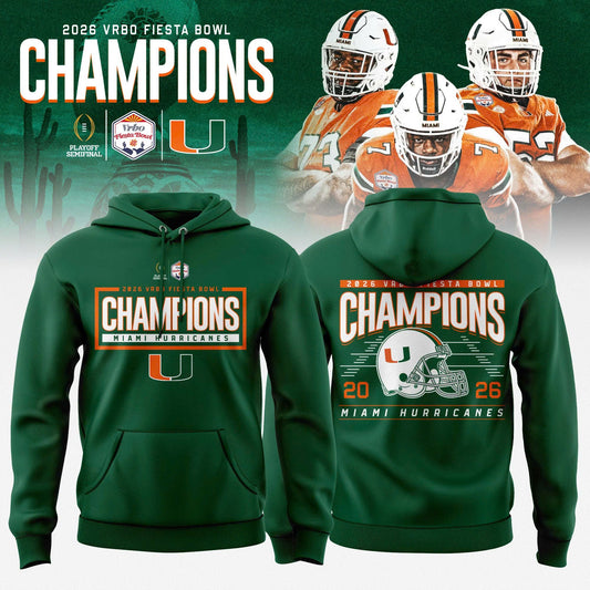 Miami Hurricanes 2026 Fiesta Bowl Champions Hoodie – Green