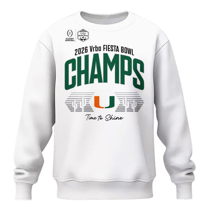 Miami Hurricanes 2026 Fiesta Bowl Champions Locker Room Sweatshirt – White
