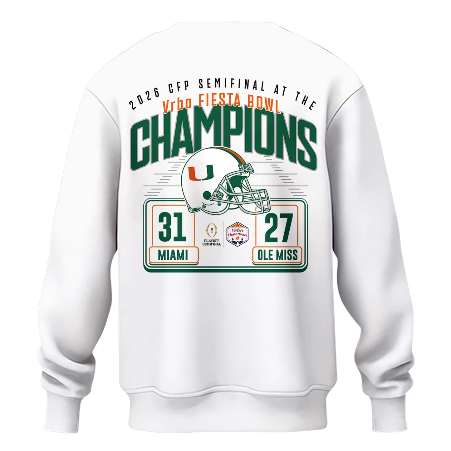 Miami Hurricanes 2026 Fiesta Bowl Champions Locker Room Sweatshirt – White