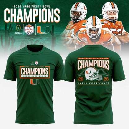 Miami Hurricanes 2026 Fiesta Bowl Champions T-shirt – Green