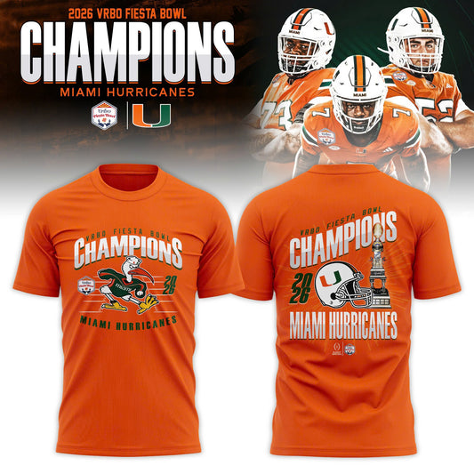 Miami Hurricanes 2026 Fiesta Bowl Champions T-shirt – Orange