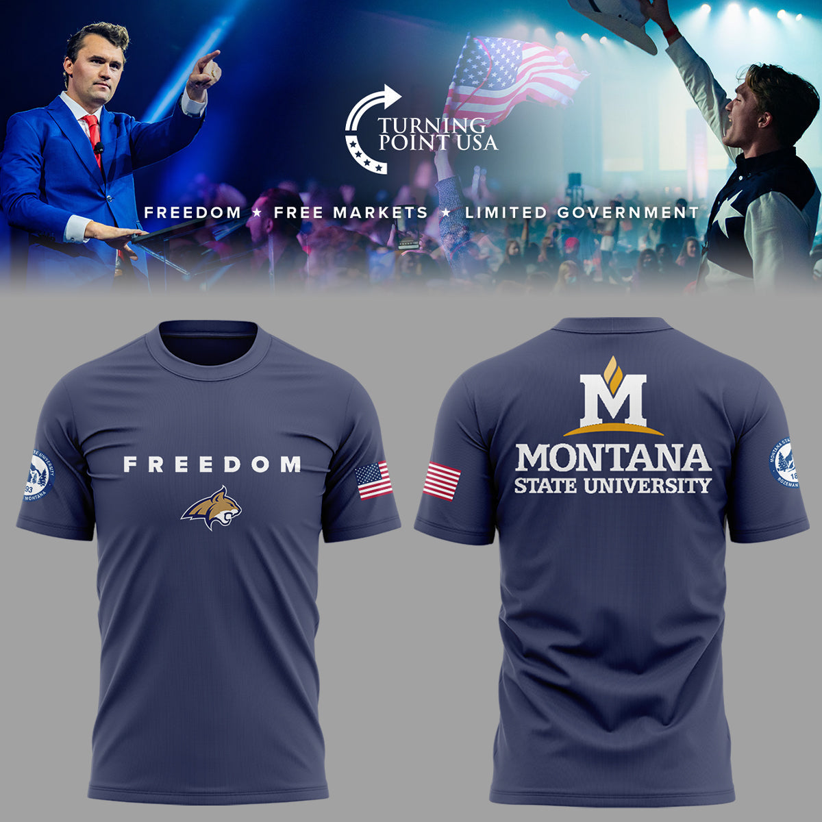 Limited Edition Montana State x Turning Point USA 2025 TShirt | YC83