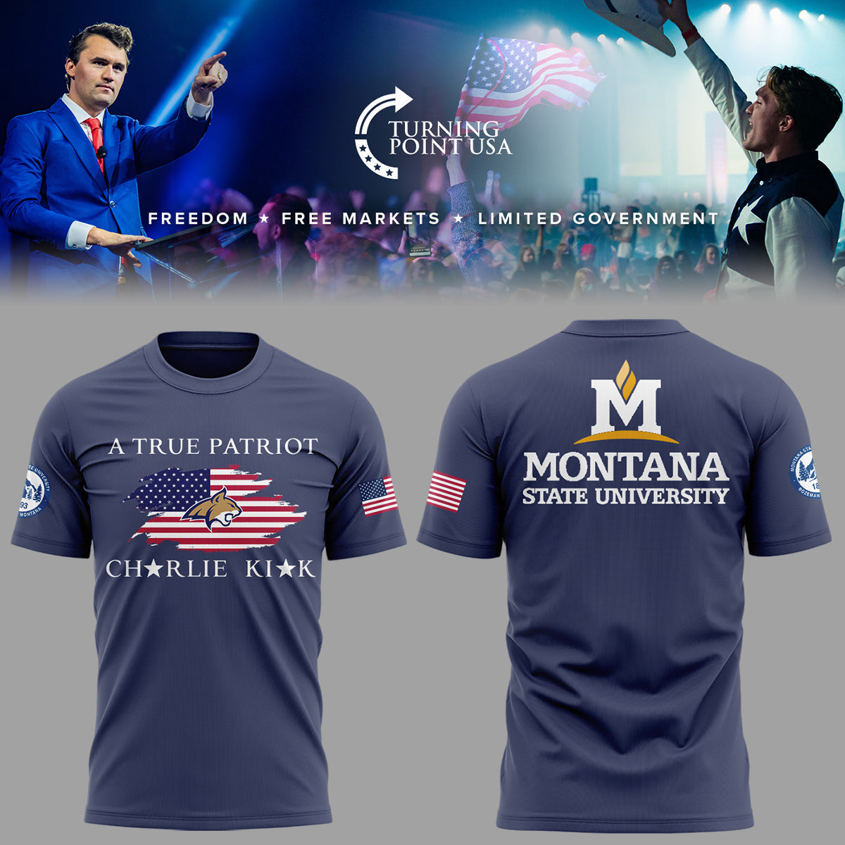 Limited Edition Montana State x Turning Point USA 2025 TShirt | FP88