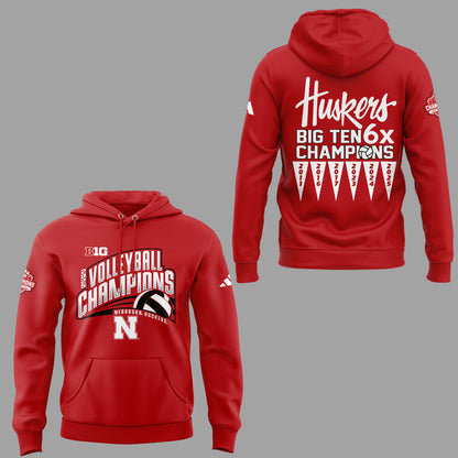 Limited Edition Nebraska – B1G Volleyball CHAMPS Hoodie-ND11292506