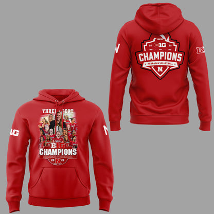 Limited Edition Nebraska – B1G Volleyball CHAMPS Hoodie-ND11292508