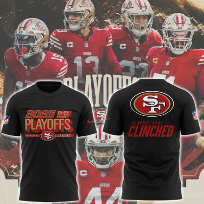 Limited Edition 2025 49ers Playoffs Clinched T-Shirt-ND12222539