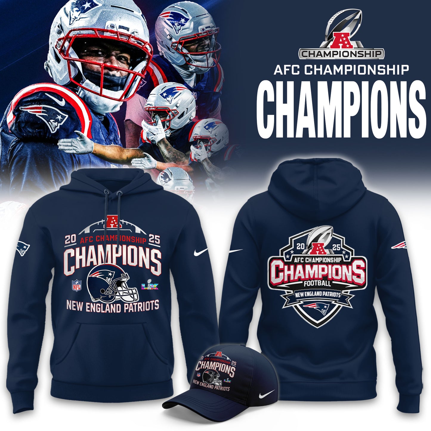 __NE.Patriots 2025 AFC Champions Limited Hoodie