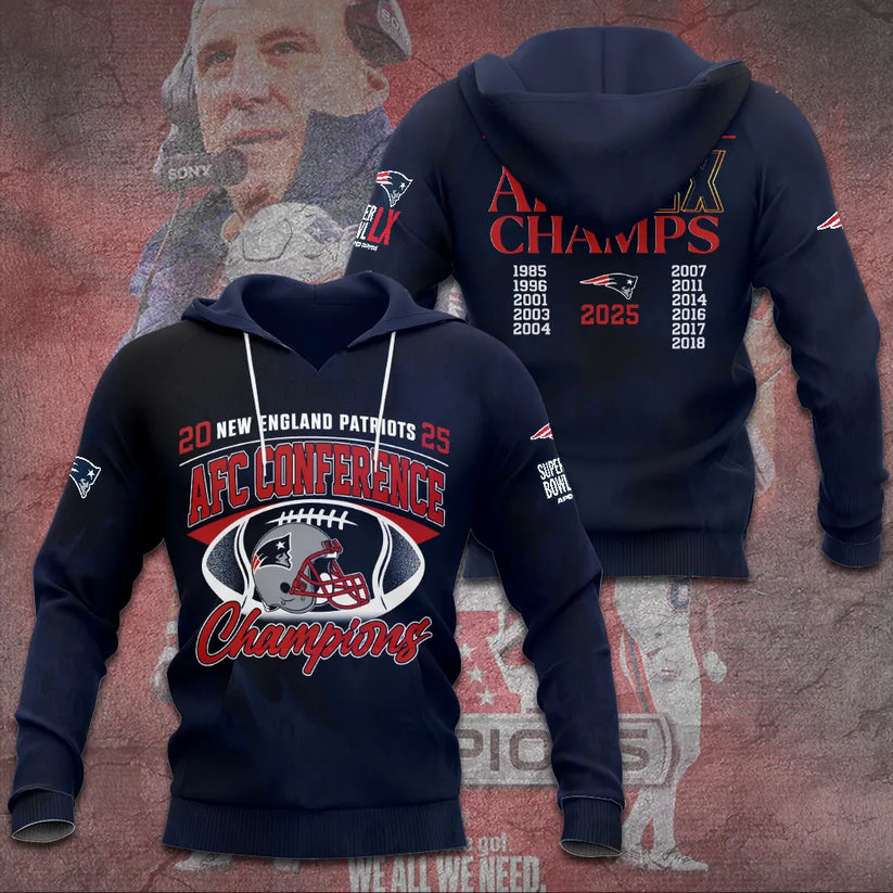 New England Patriots 2025 AFC Conference Champions Hoodie