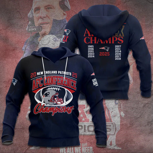 New England Patriots 2025 AFC Conference Champions Hoodie