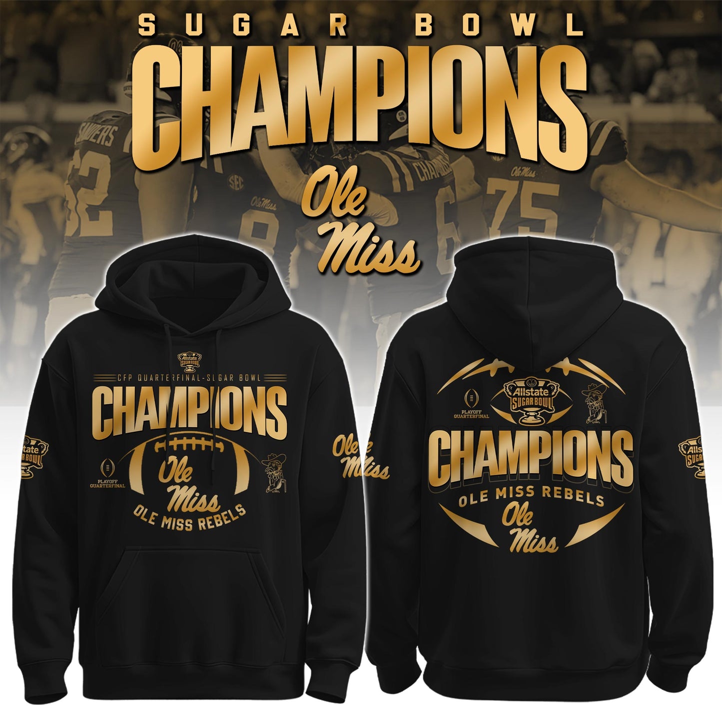 .OM Rebels Football Sugar Bowl Champions Special Hoodie Limited Edition