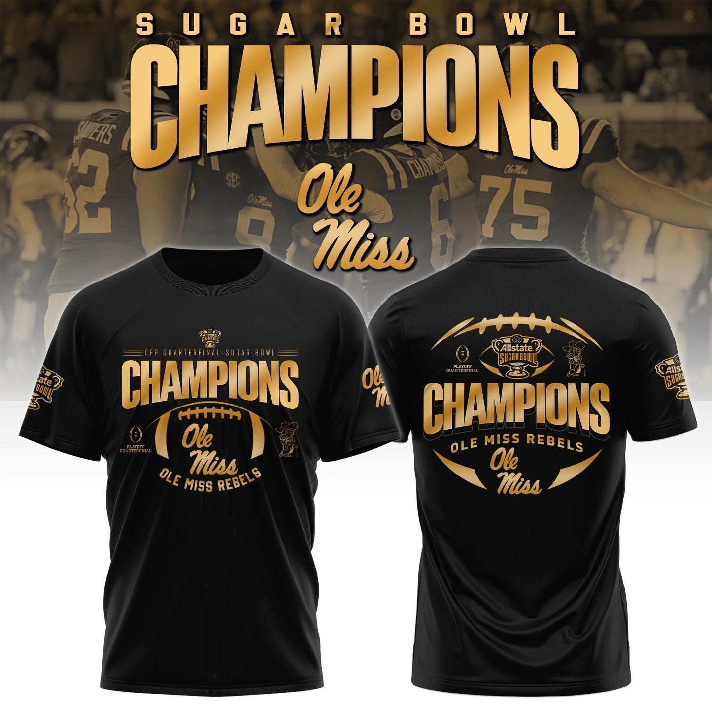 .OM Rebels Football Sugar Bowl Champions Special Tshirt Limited Edition