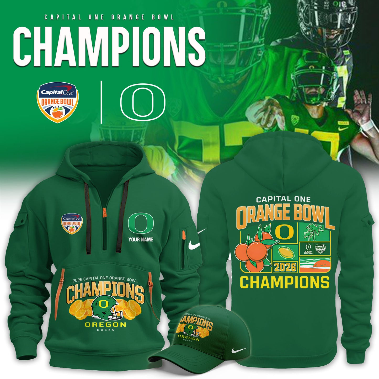 _Oregon Ducks 2026 Orange Bowl Champions Limited New Hoodie