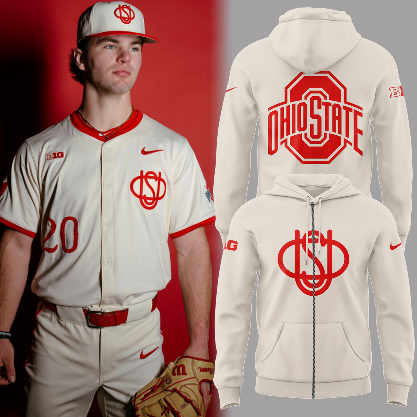 Limited Edition Throwback Baseball Zip Hoodie