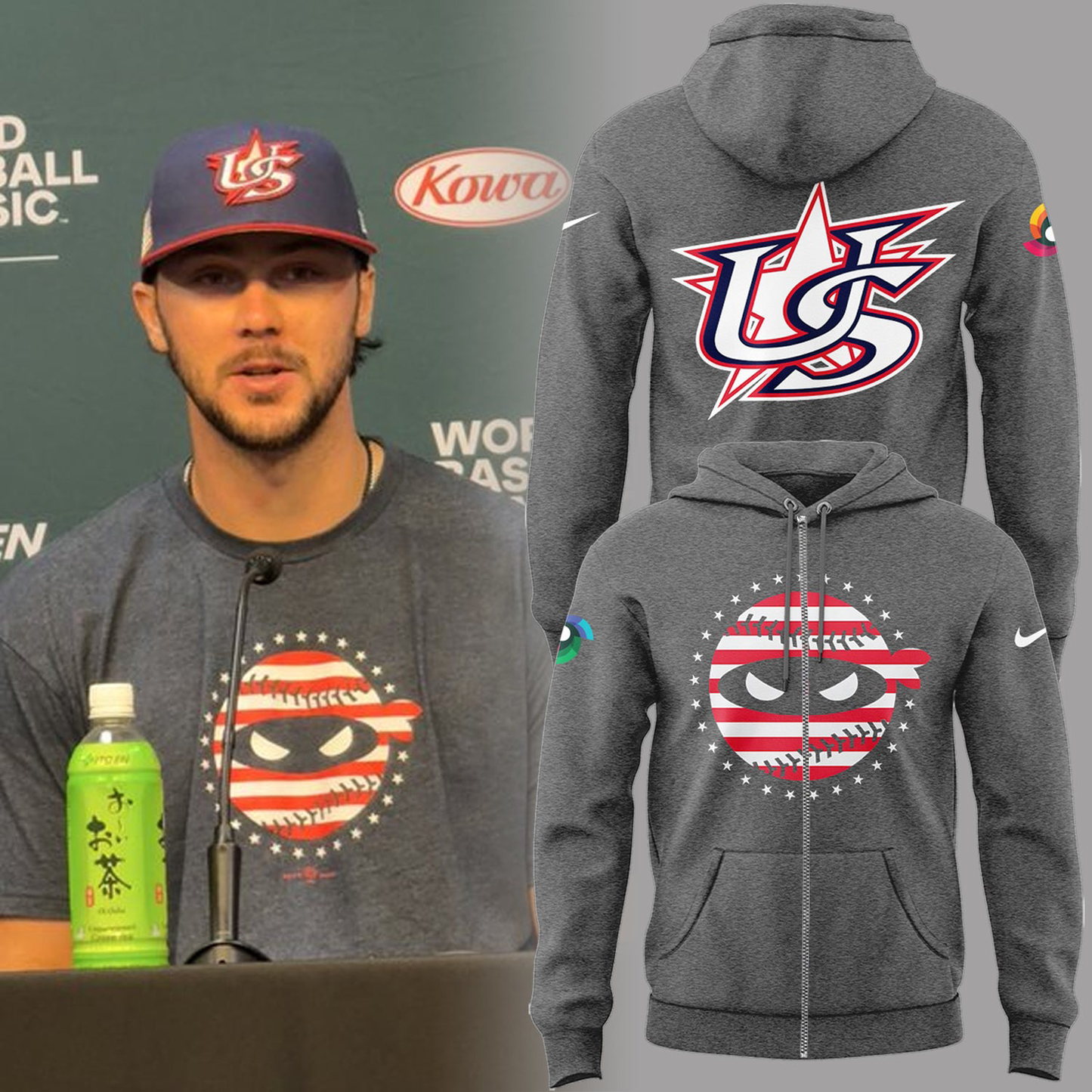 Limited Edition Ninja Usa Baseball Zip Hoodie