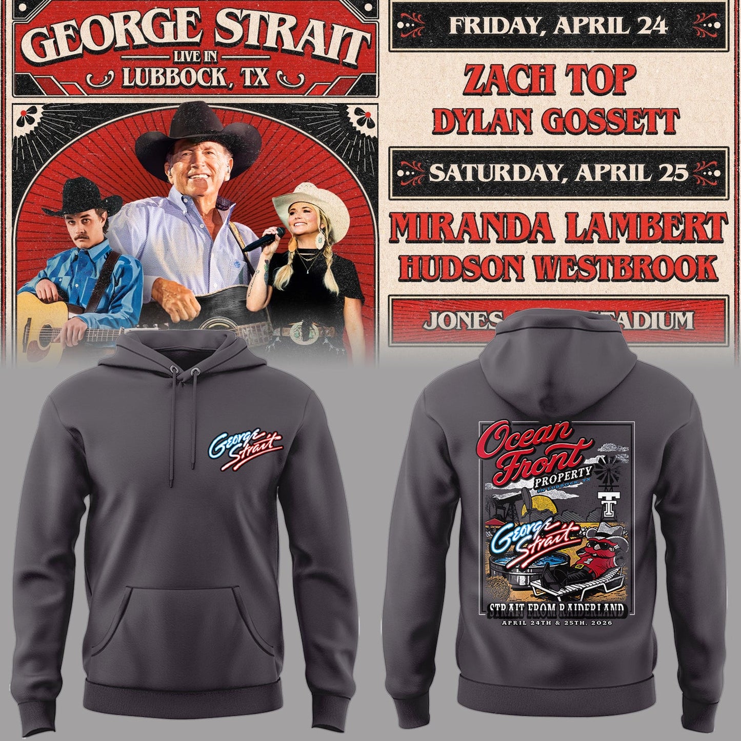 Limited Edition G. Strait x Texas Tech At Jones AT&T Stadium Hoodie