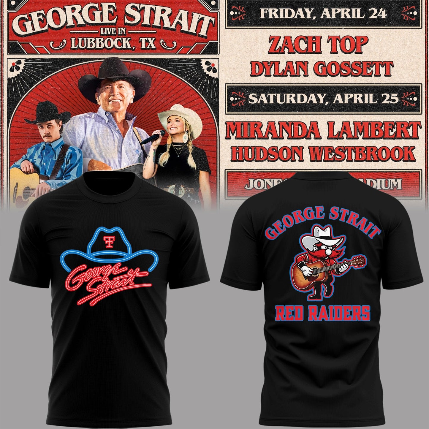 Limited Edition G. Strait x Texas Tech At Jones AT&T Stadium Tshirt
