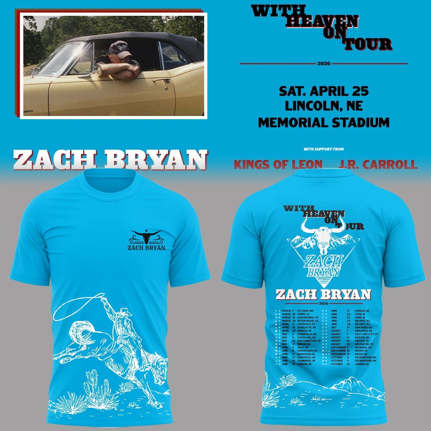 Limited Edition “With Heaven On Tour 2026” at Memorial Stadium Shirt