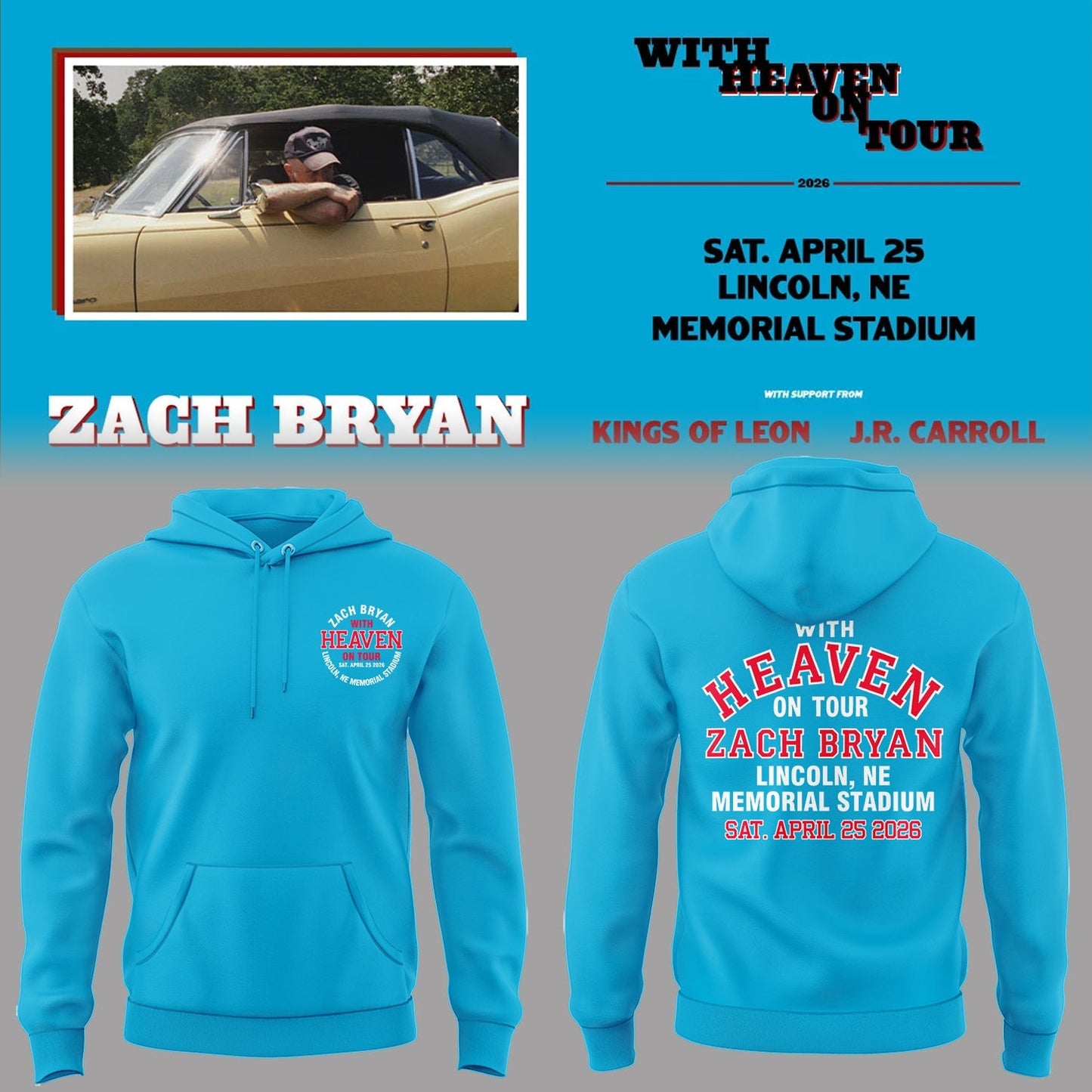 Limited Edition “With Heaven On Tour 2026” at Memorial Stadium Hoodie