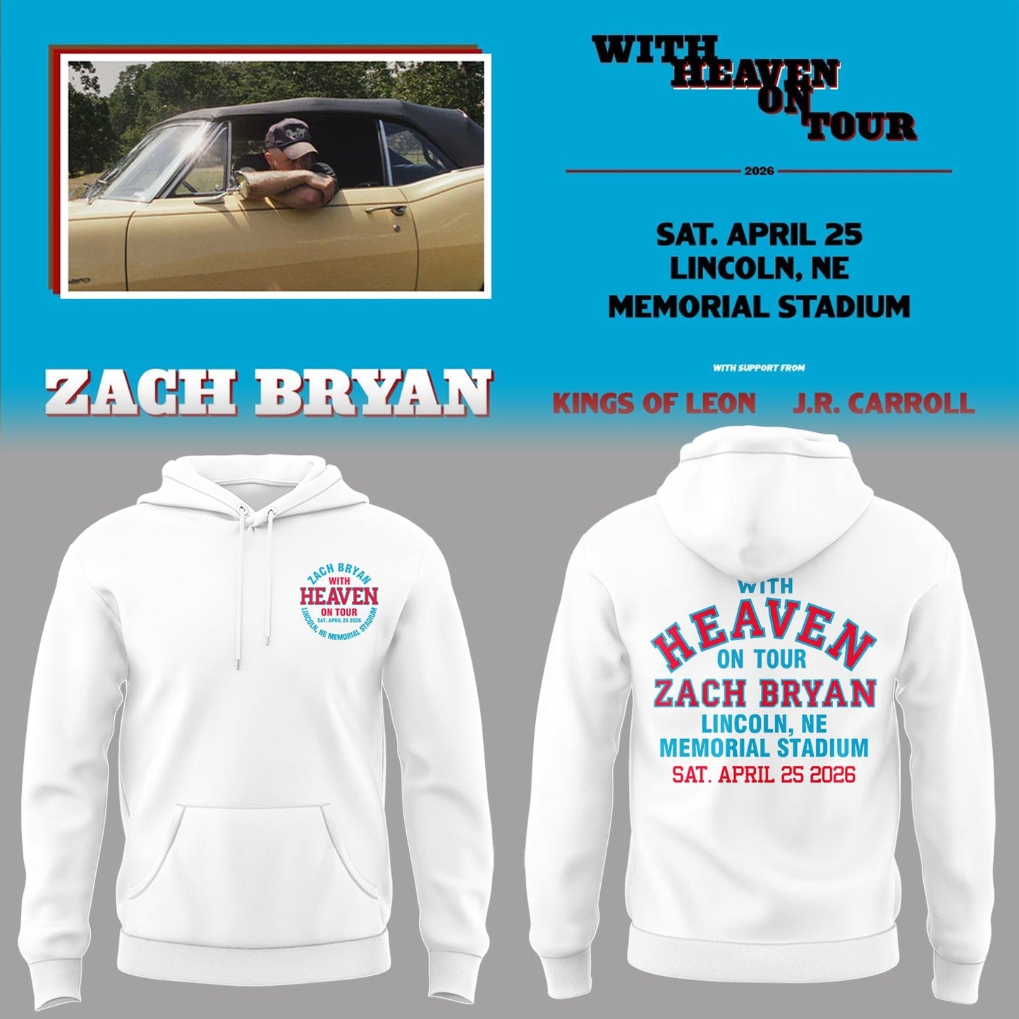 Limited Edition “With Heaven On Tour 2026” at Memorial Stadium Hoodie