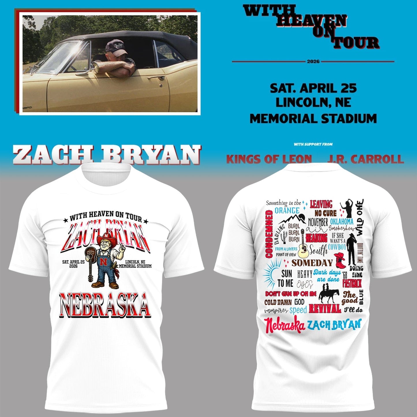 Limited Edition “With Heaven On Tour 2026” at Memorial Stadium Shirt
