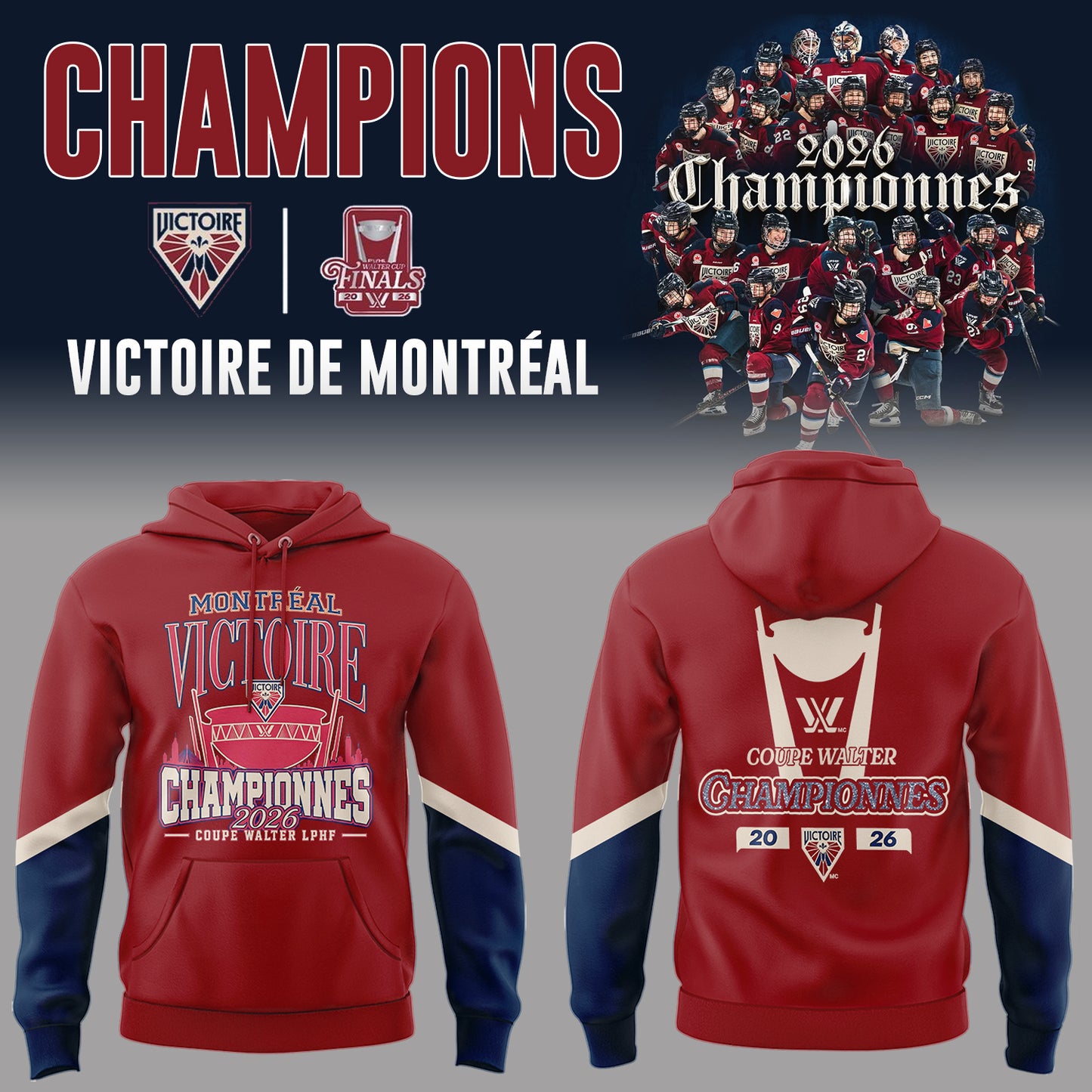 Limited Edition 2026 PWHL WALTER CUP CHAMPIONS Hoodie-PA052126004