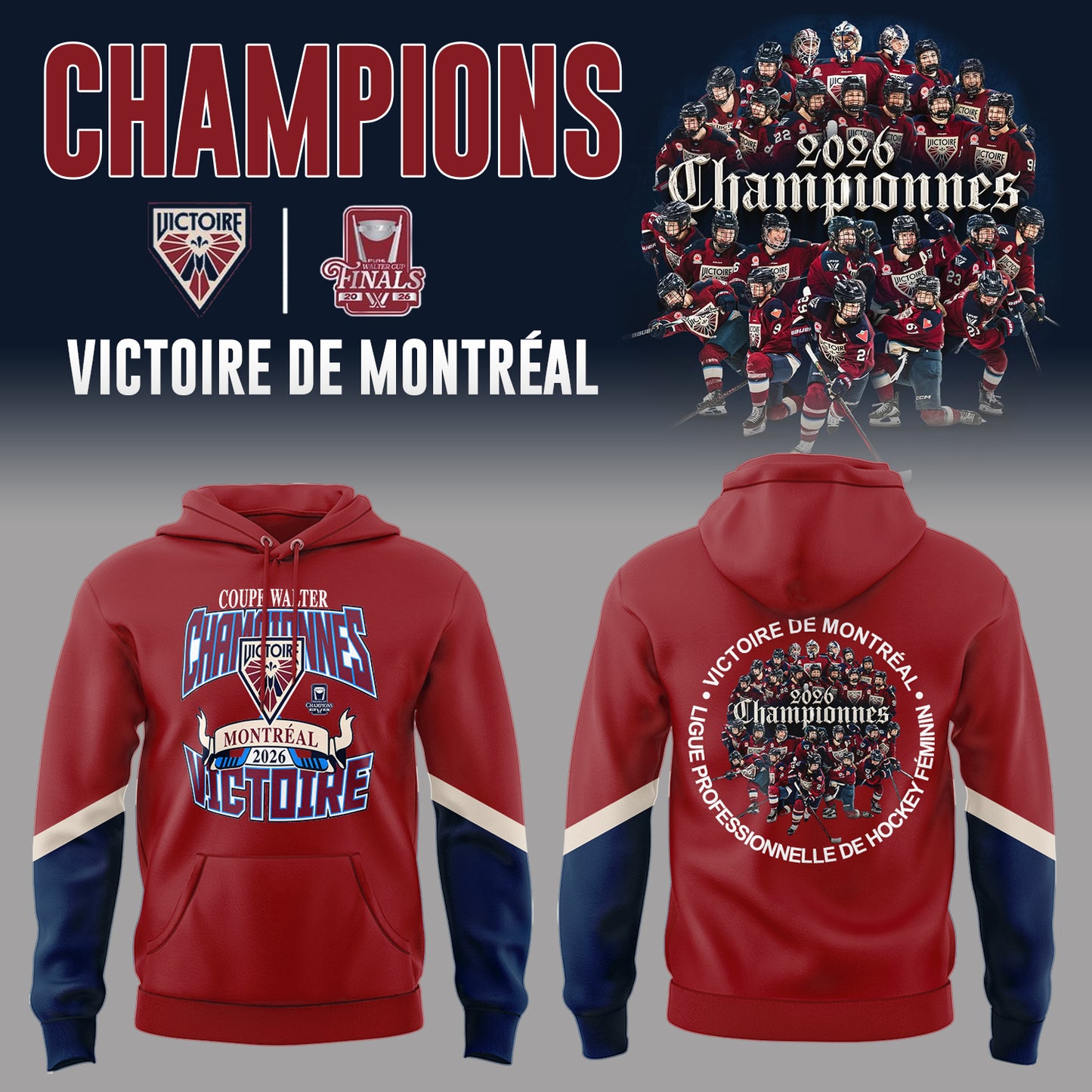 Limited Edition 2026 PWHL WALTER CUP CHAMPIONS Hoodie-PA052126006