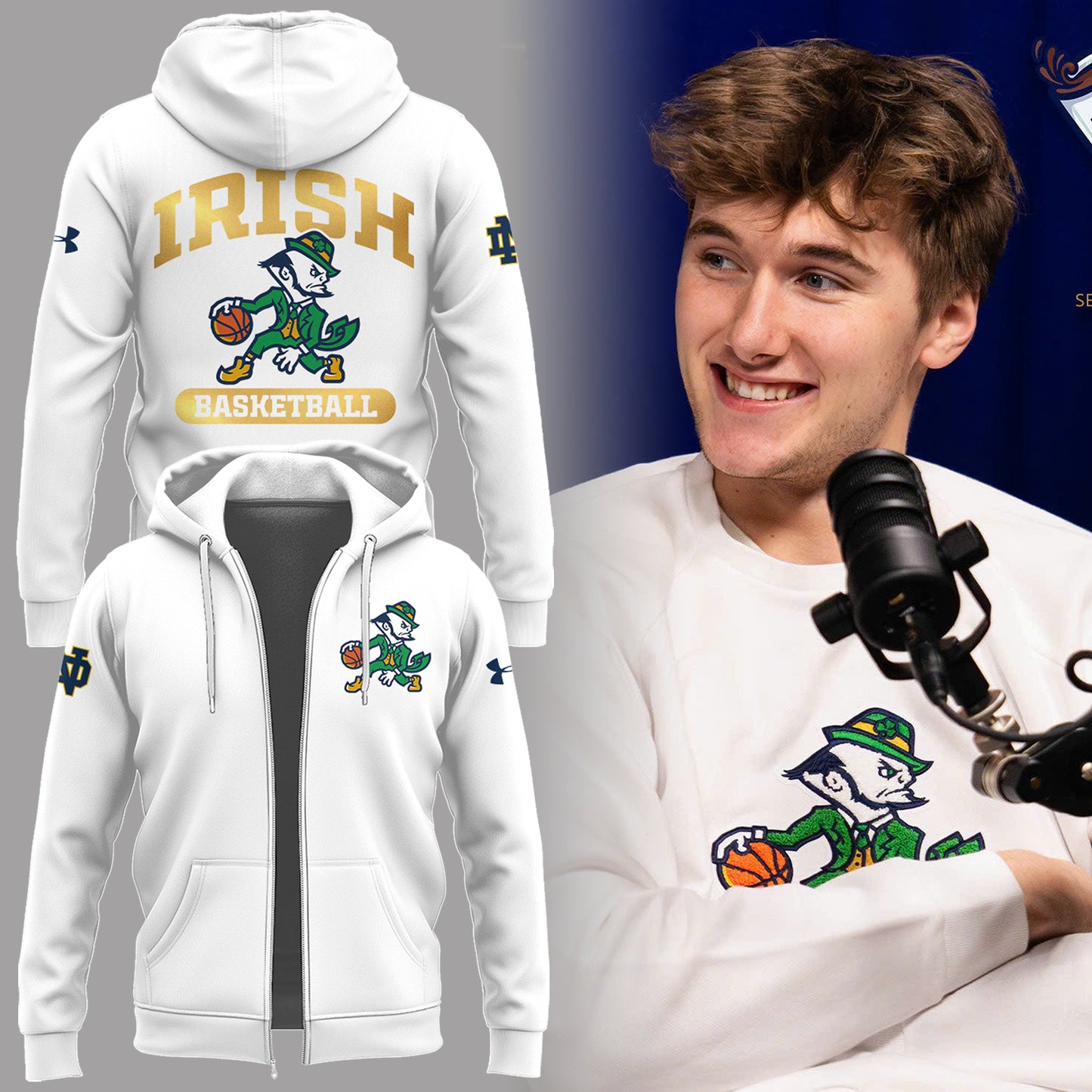 Limited Edition ND Basketball New Logo Zip Hoodie-PA121025004