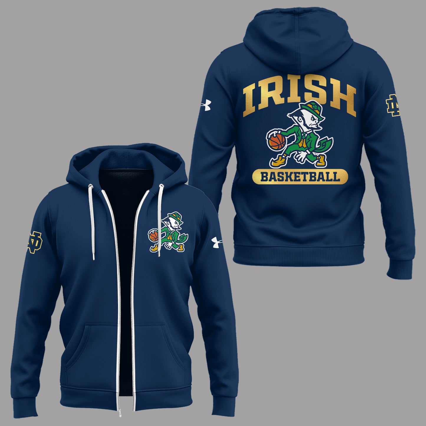 Limited Edition ND Basketball New Logo Zip Hoodie-PA121025012