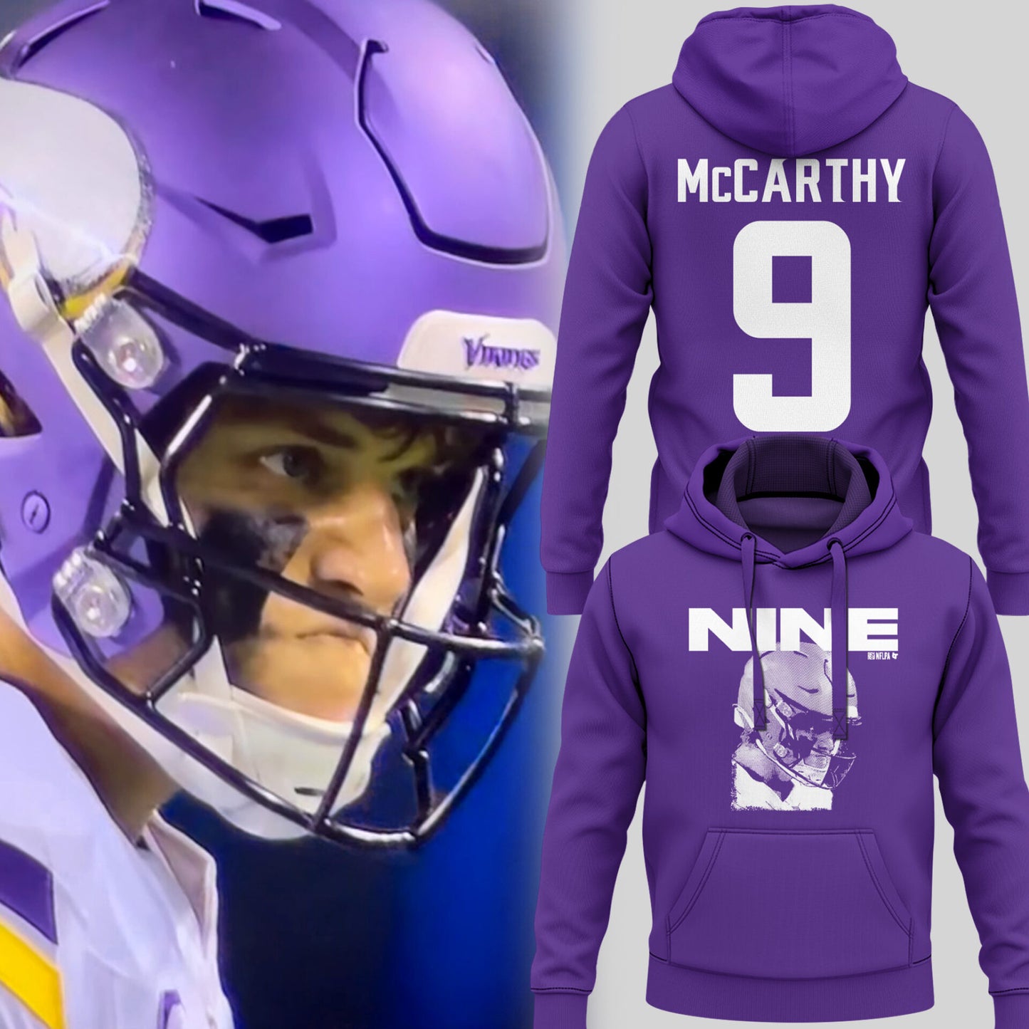 Limited Edition J.J. McCarthy: Nine Purple Hoodie-PU25121018