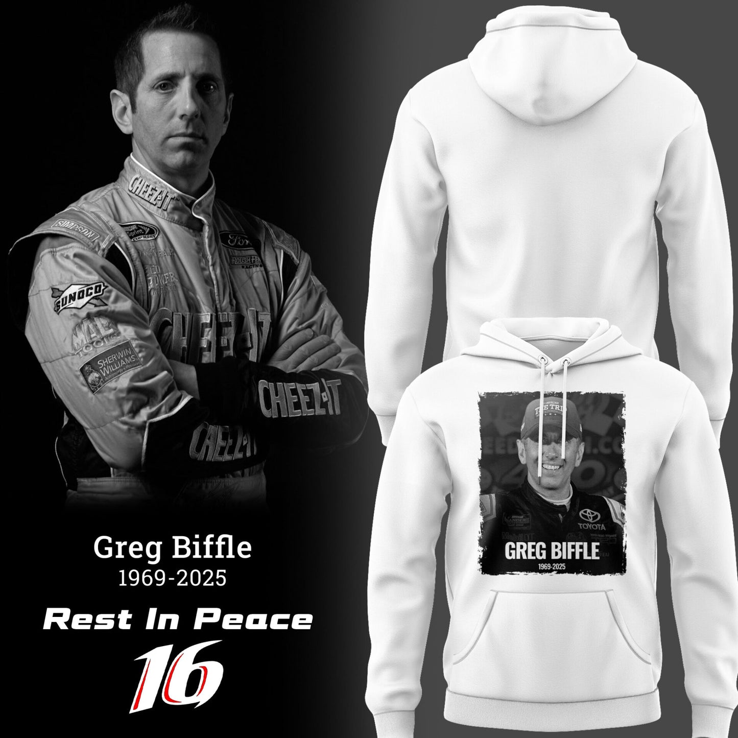 Limited Edition Rest In Peace Greg Biffle Hoodie-PU25121934