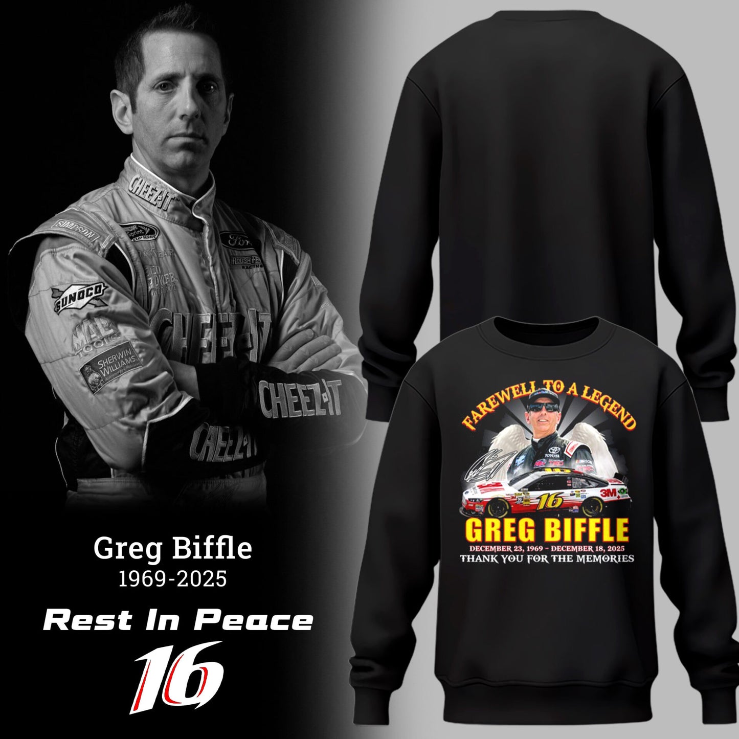 Limited Edition Rest In Peace Greg Biffle SweatShirt-PU25121941