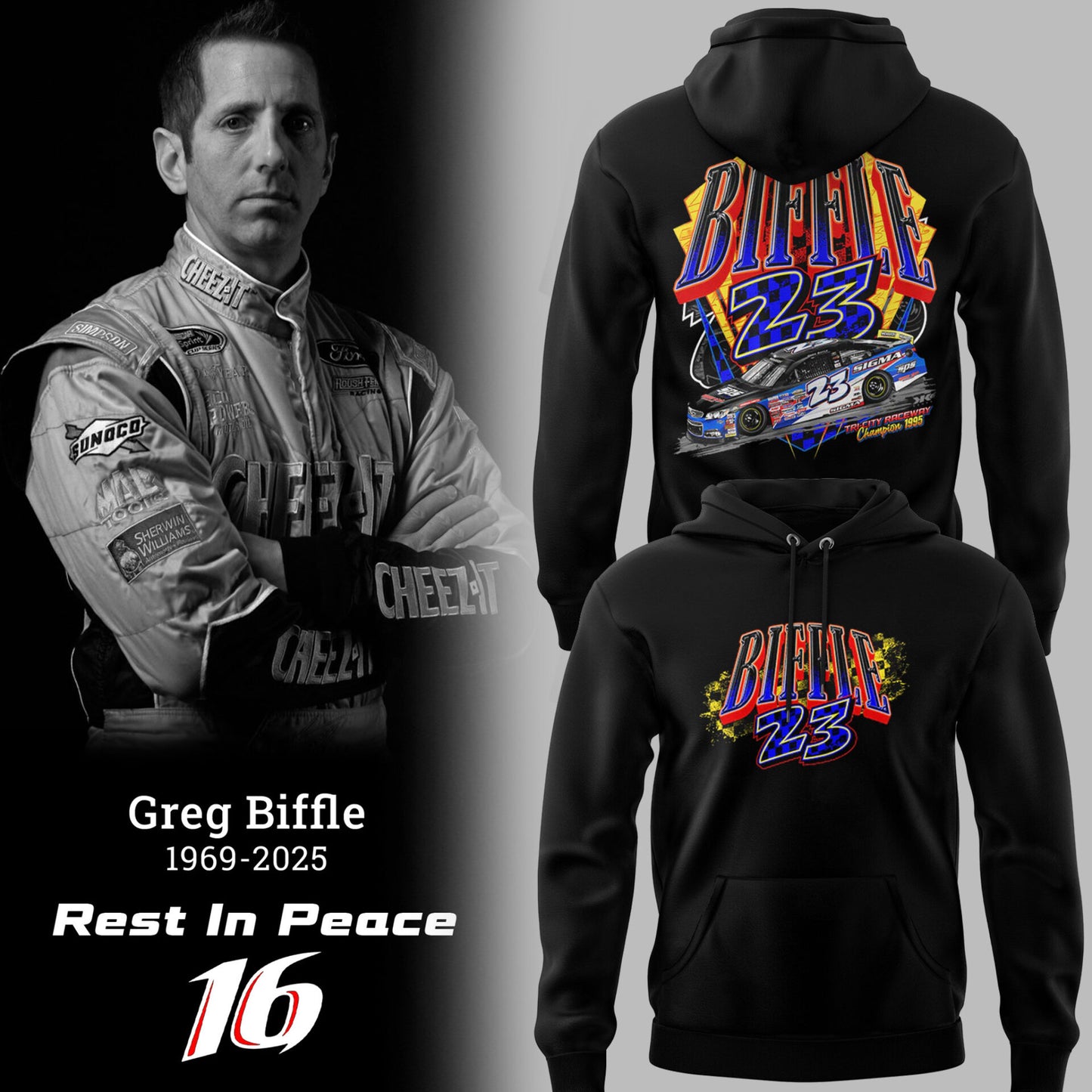 Limited Edition Rest In Peace Greg Biffle Hoodie-PU25121952